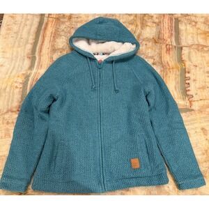 Weird Fish Womens‎ Full Zip Hoodie Teal Blue Macaroni Fleece Sherpa Lined M